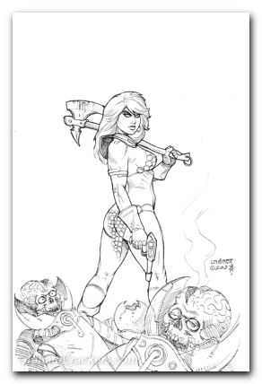 Red Sonja Attacks Mars #1 cover j linsner line art virgin variant