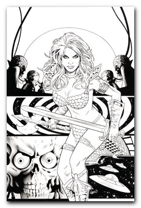 Red Sonja Attacks Mars #3 cover f land line art virgin variant