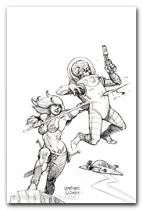 Red Sonja Attacks Mars #3 cover i linsner line art virgin variant