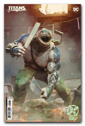 Titans #7 (2023) cover f barends suicide squad kill arkham asylum king shark variant