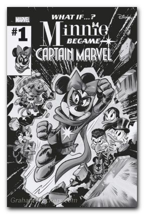 What If Minnie Became Captain Marvel #1 perissonotto b&w variant