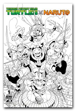 Teenage Mutant Ninja Turtles X Naruto #1 (2024) cover j jimenez b&w variant