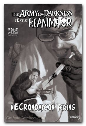 Aod Vs Reanimator Necronomicon Rising #4 cover f suydam b&w variant