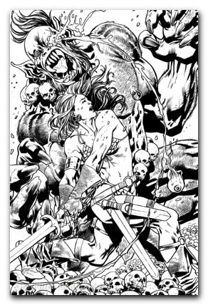 Red Sonja #1 (2023) cover z hitch line art virgin variant