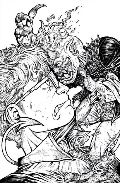 Lucky Devils #1 (2025) second print wolf b&w foil variant