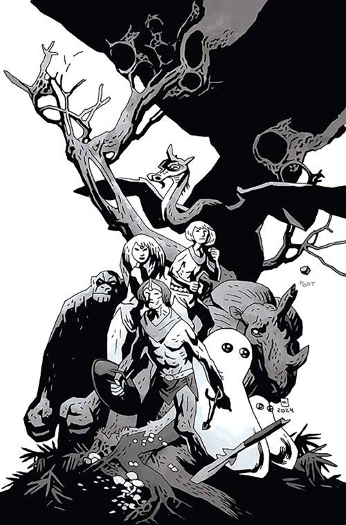Herculoids #1 (2025) cover zh mignola line art virgin variant