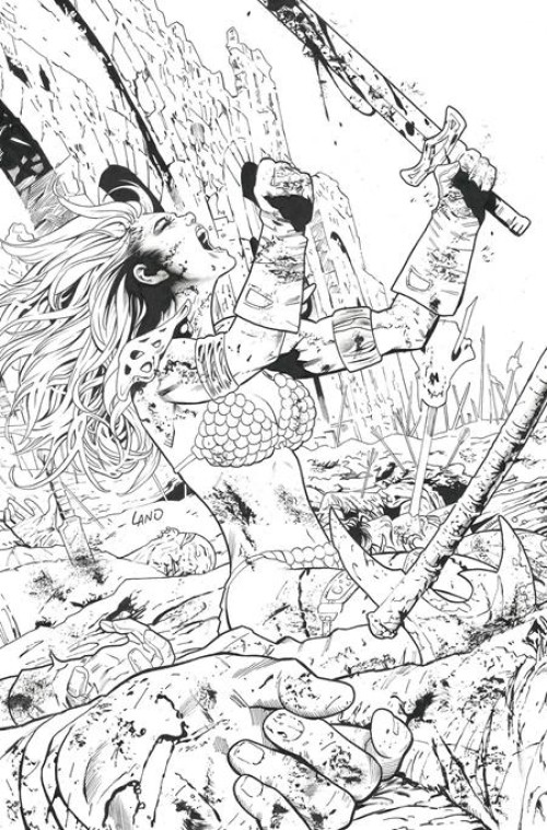 Sonja Reborn #5 (2025) cover l land b&w virgin variant