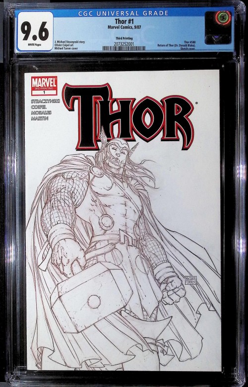 Thor #1 (2007) Third Print Sketch variant CGC 9.6