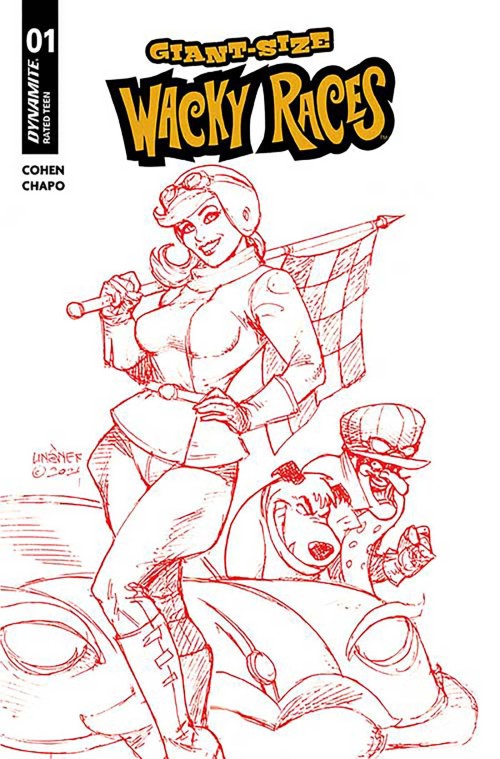 Giant-Size Wacky Races #1 cover l linsner red line art variant