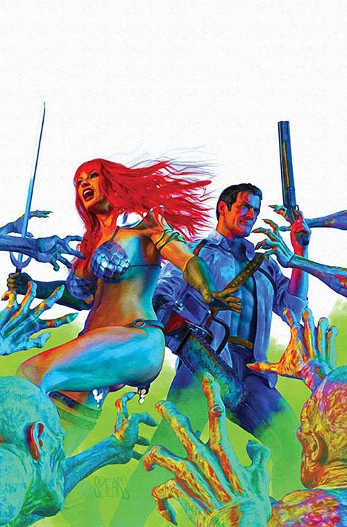 Red Sonja Vs The Army Of Darkness #1 (2025) cover x spears white virgin variant