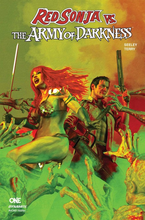Red Sonja Vs The Army Of Darkness #1 (2025) cover v spears green variant