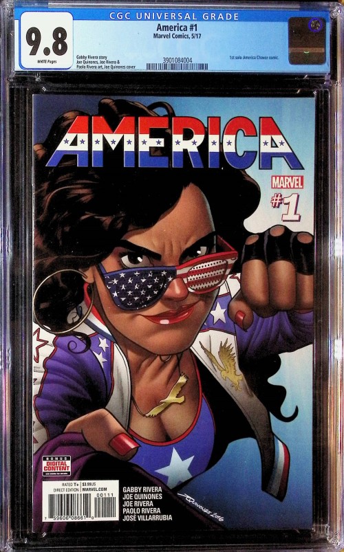 America #1 (2017) CGC 9.8 white pages 1st solo book