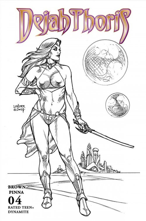 Dejah Thoris #4 (2023) cover s linsner b&w variant