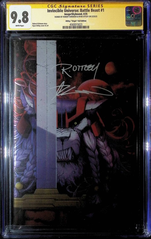Invincible Universe Battle Beast #1 (2025) cover h ottley and kirkman signed CGC 9.8