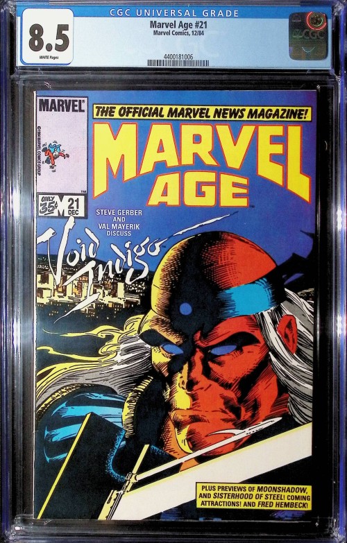 Marvel Age #21 CGC 8.5 * Void Indigo * VF+ * white pages