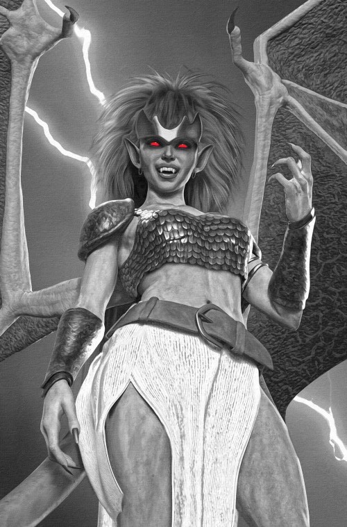 Gargoyles Demona #1 (2025) cover v spears b&w virgin variant