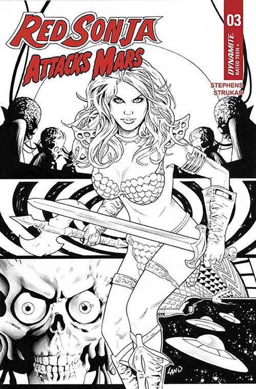 Red Sonja Attacks Mars #3 cover j land line art variant