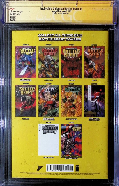 Invincible Universe Battle Beast #1 (2025) cover h ottley and kirkman signed CGC 9.8