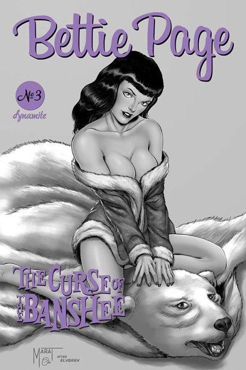 Bettie Page & Curse Of The Banshee #3 cover j mychaels b&w variant