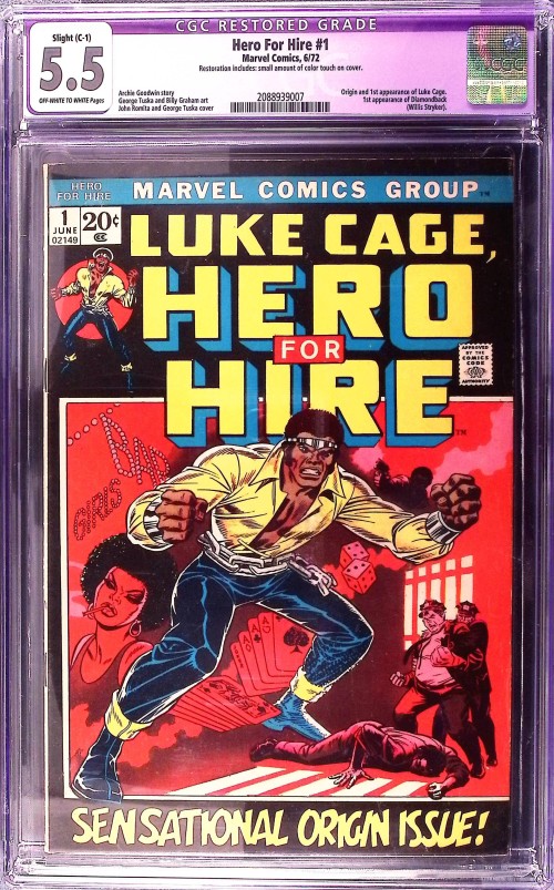 Luke Cage Hero For Hire #1 (1972) restored CGC 5.5 1st LUKE CAGE!