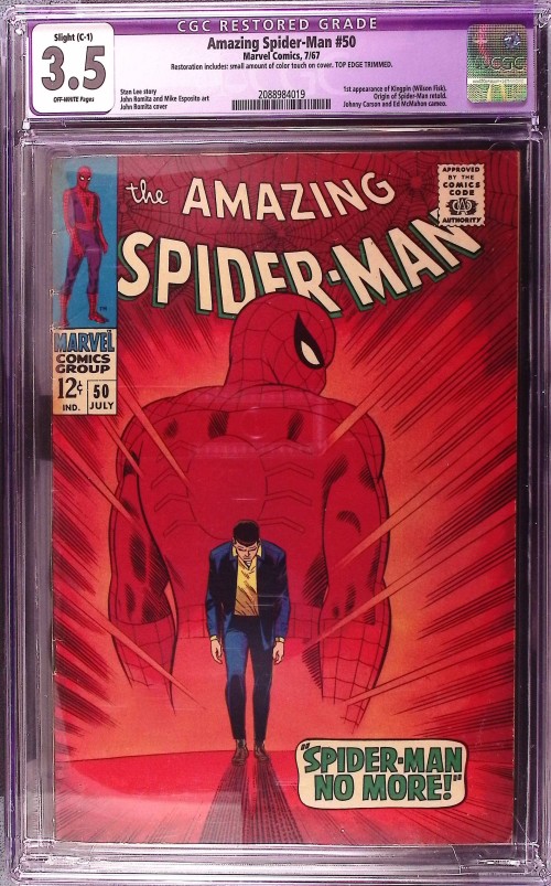 Amazing Spider-Man #50 (1963) restored CGC 3.5 1st KINGPIN!