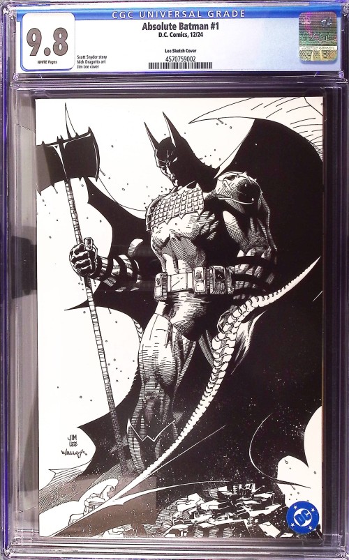 Absolute Batman #1 (2024) cover h lee b&w variant CGC 9.8