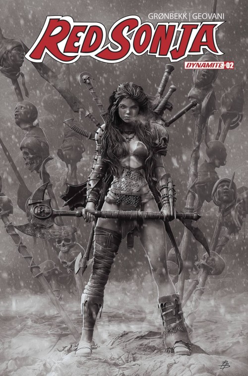 Red Sonja #2 (2023) cover ze barends b&w variant