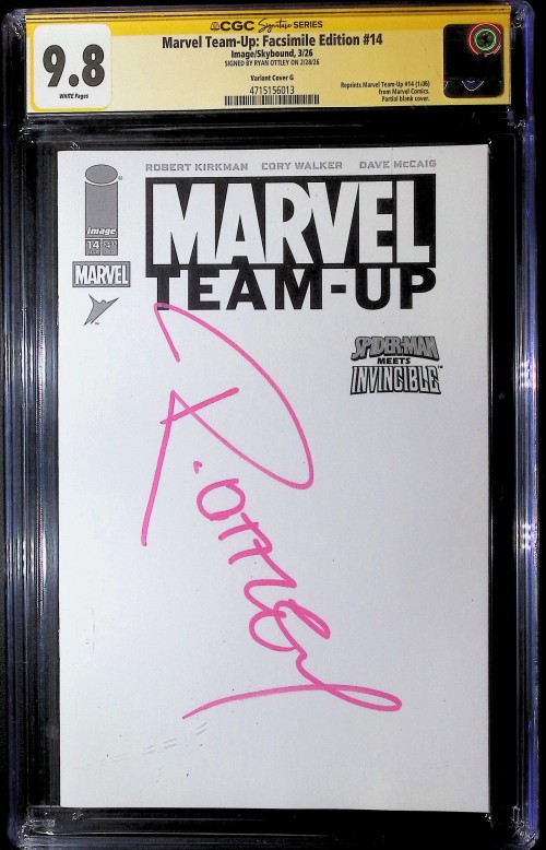 Marvel Team-Up #14 (2005) 2026 facsimile edition cover g blank variant CGC 9.8 signed