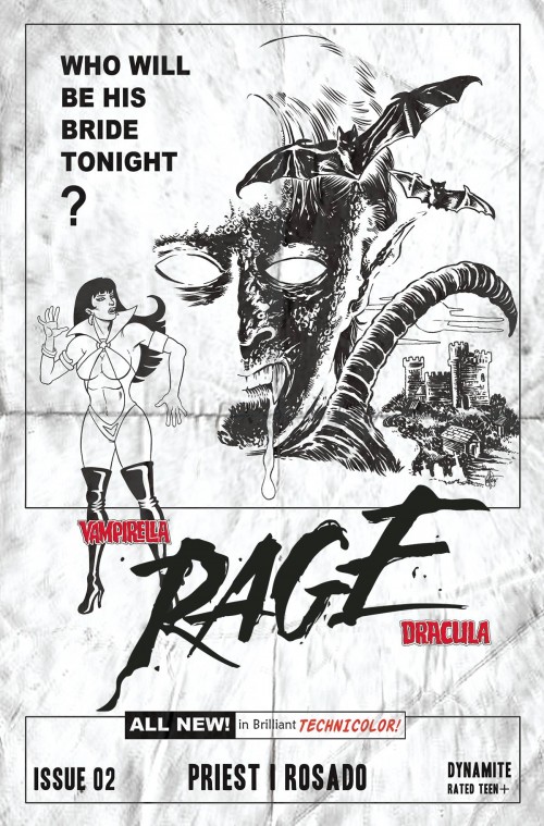 Vampirella Dracula Rage #2 cover g haeser b&w variant