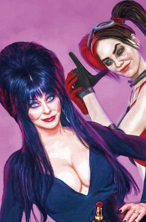 Harley Quinn X Elvira #1 (2025) cover za spears pink virgin variant