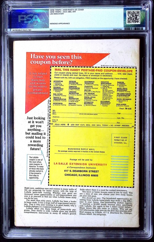 Incredible Hulk #181 (1962) PSA 3.5