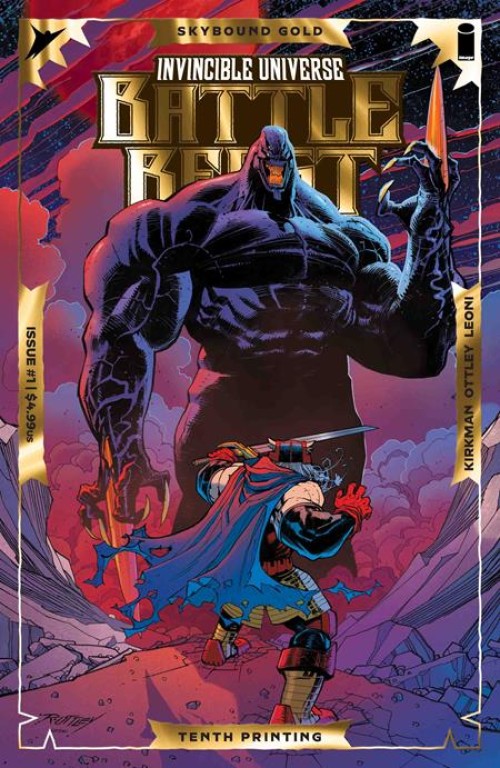 Invincible Universe Battle Beast #1 (2025) tenth print cover b ottley emboss and gold foil variant