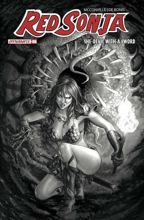 Red Sonja She Devil With A Sword #6 (2026) cover n rooth b&w virgin variant