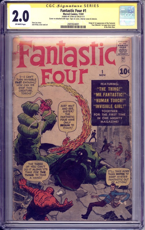 Fantastic Four #1 (1961) CGC 2.0 - signed Stan Lee