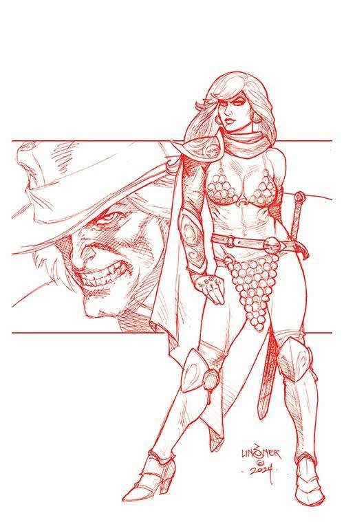 Red Sonja Death And The Devil #3 cover m linsner red line art virgin variant