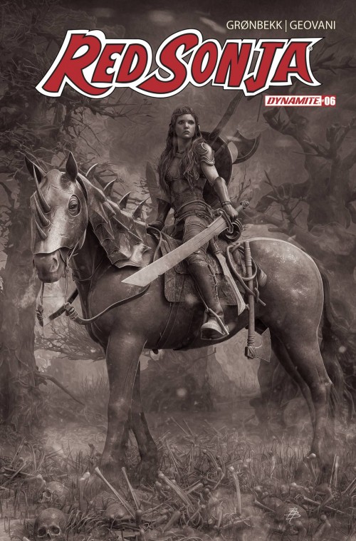 Red Sonja #6 (2023) cover o barends b&w variant