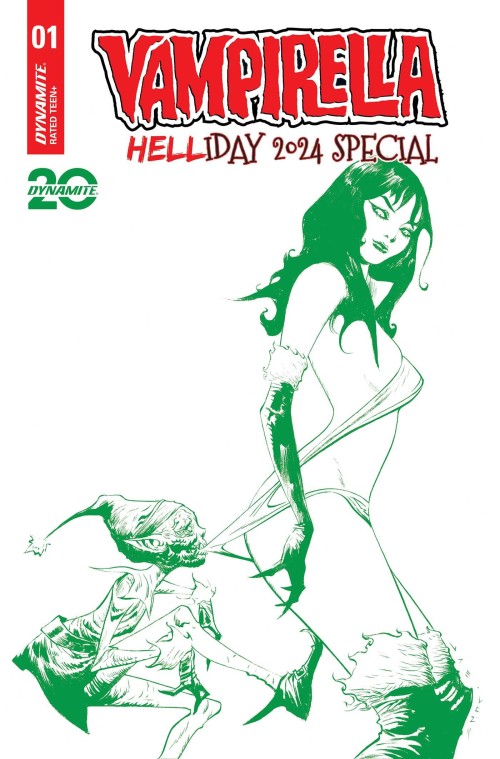 Vampirella Helliday Special #1 (2024) cover l lee green line variant