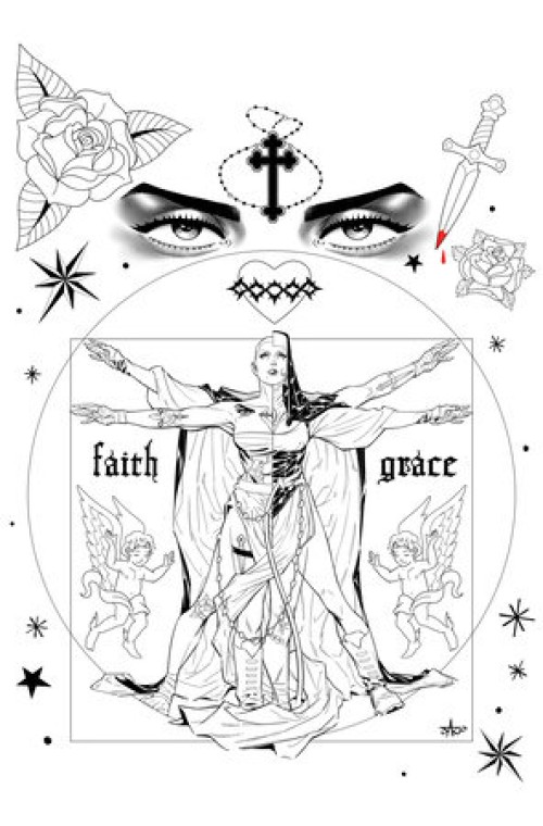 Marian Heretic #3 (2025) cover f jaro b&w virgin variant