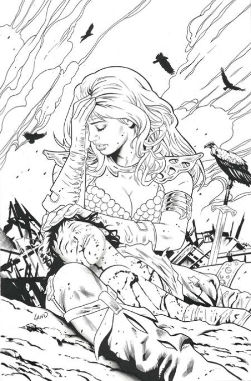 Sonja Reborn #4 (2025) cover l land line art virgin variant