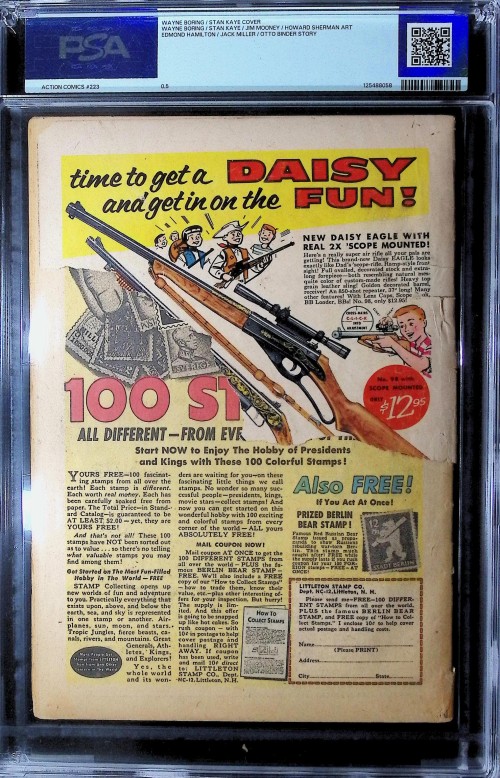 Action Comics #223 (1938) misnumbered variant PSA 0.5
