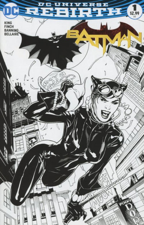 Batman #1 (2016) Midtown Comics B&W cover