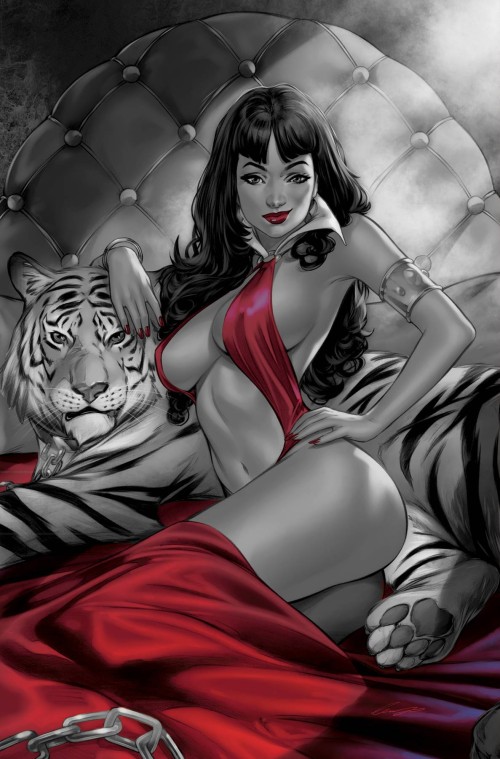 Vampirella #673 (2024) cover n chatzoudis b&w&r variant